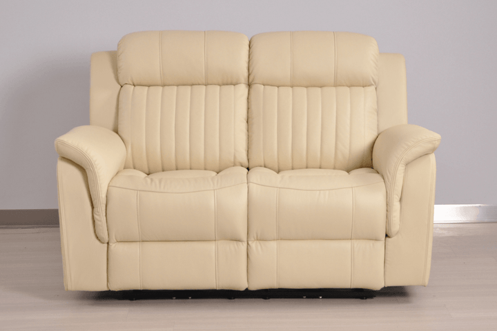 Kaden Genuine Leather Cream Electric Power Recliner 2 Seater Sofa