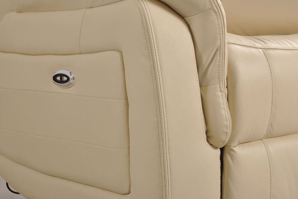 Kaden Genuine Leather Cream Electric Power Recliner 2 Seater Sofa