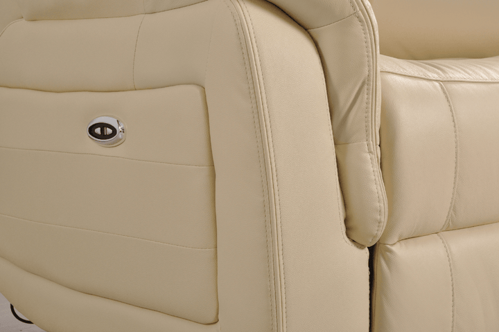 Kaden Genuine Leather Cream Electric Power Recliner 2 Seater Sofa