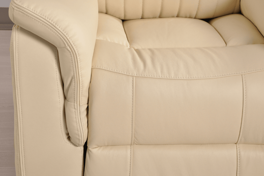 Kaden Genuine Leather Cream Electric Power Recliner 3 Seater Sofa