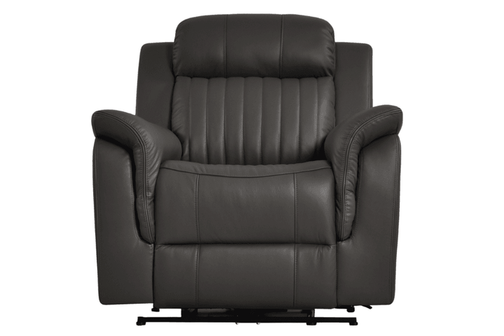 Kaden Genuine Leather Grey Electric Power Recliner Armchair
