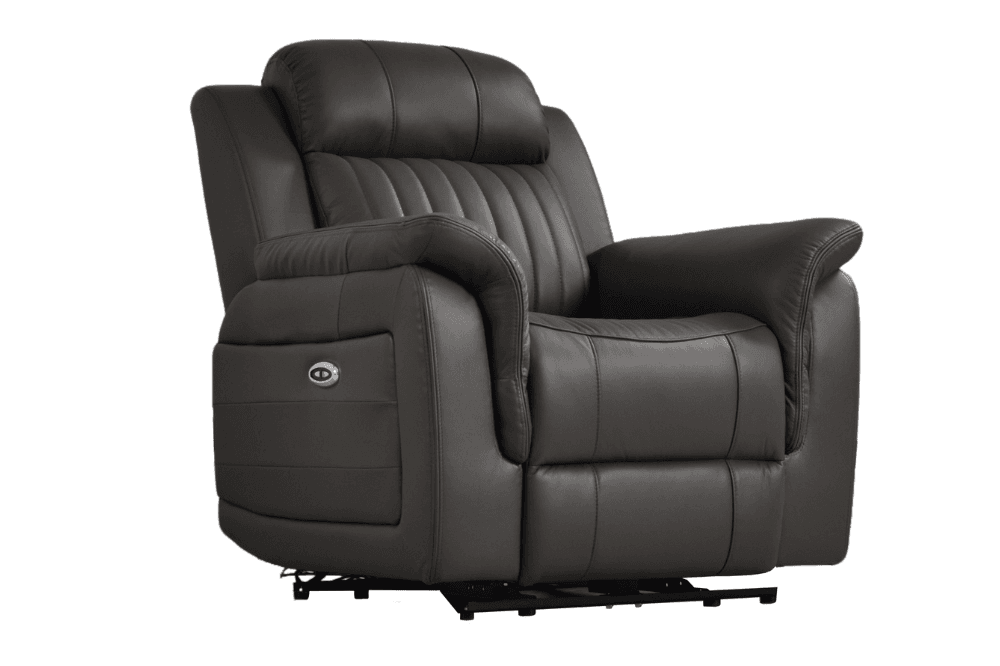 Kaden Genuine Leather Grey Electric Power Recliner Armchair