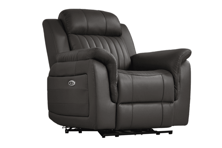 Kaden Genuine Leather Grey Electric Power Recliner Armchair