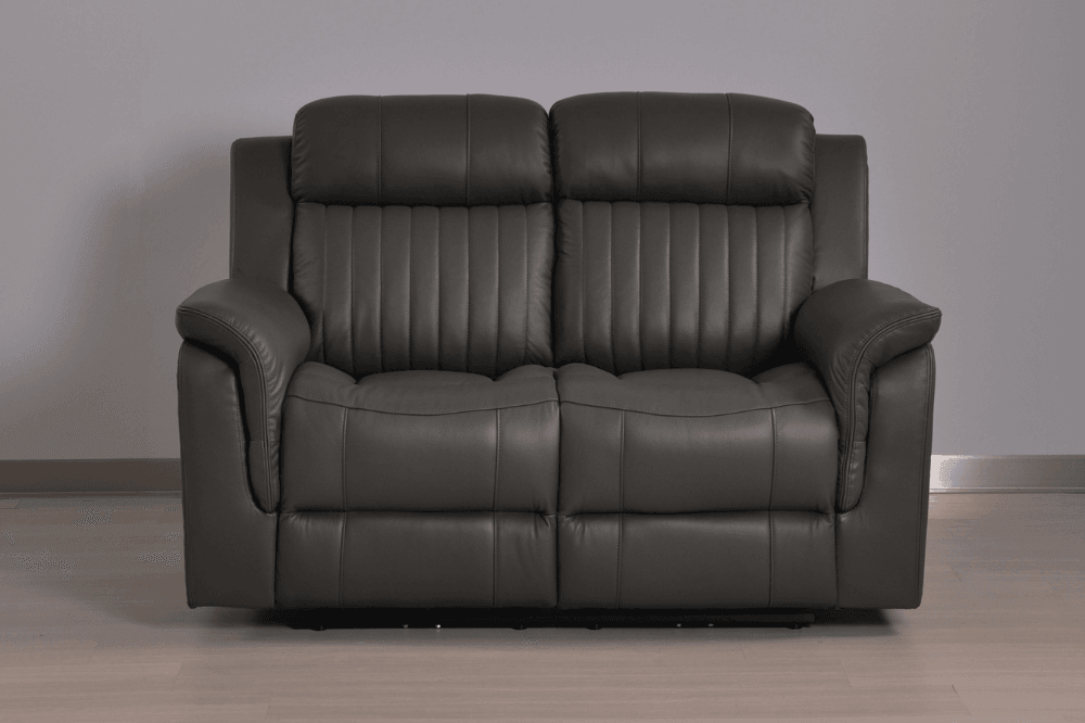 Kaden Genuine Leather Grey Electric Power Recliner 2 Seater Sofa