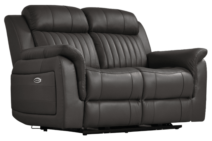 Kaden Genuine Leather Grey Electric Power Recliner 2 Seater Sofa