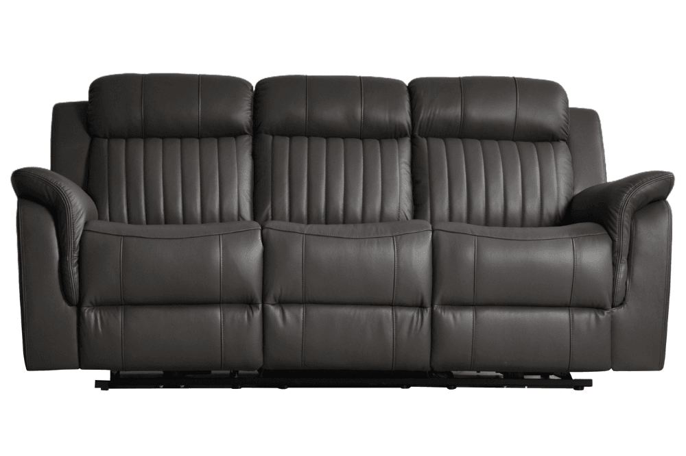 Kaden Genuine Leather Grey Electric Power Recliner 3 Seater Sofa