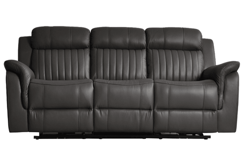 Kaden Genuine Leather Grey Electric Power Recliner 3 Seater Sofa