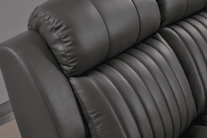 Kaden Genuine Leather Grey Electric Power Recliner 3 Seater Sofa