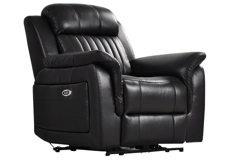Kaden Genuine Leather Black Electric Power Recliner Armchair