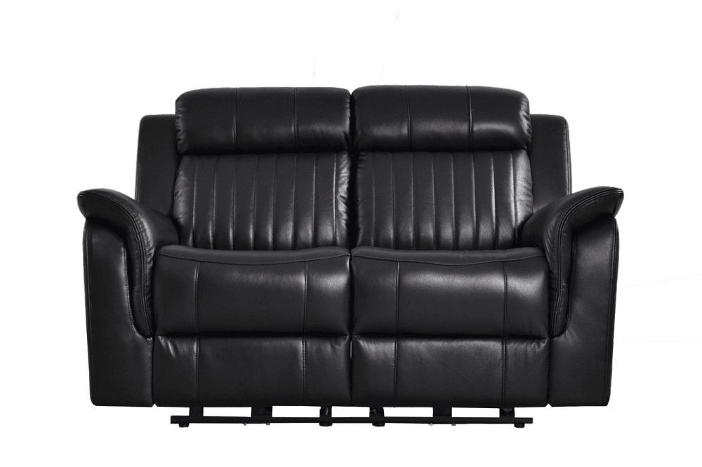 Kaden Genuine Leather Black Electric Power Recliner 2 Seater Sofa