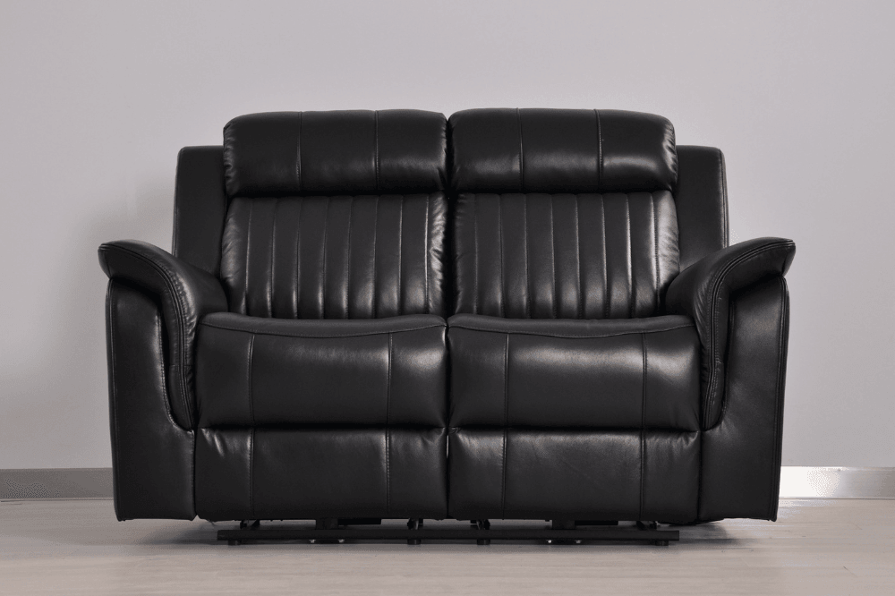Kaden Genuine Leather Black Electric Power Recliner 2 Seater Sofa