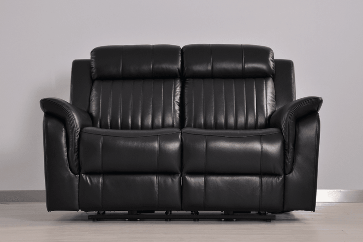 Kaden Genuine Leather Black Electric Power Recliner 2 Seater Sofa