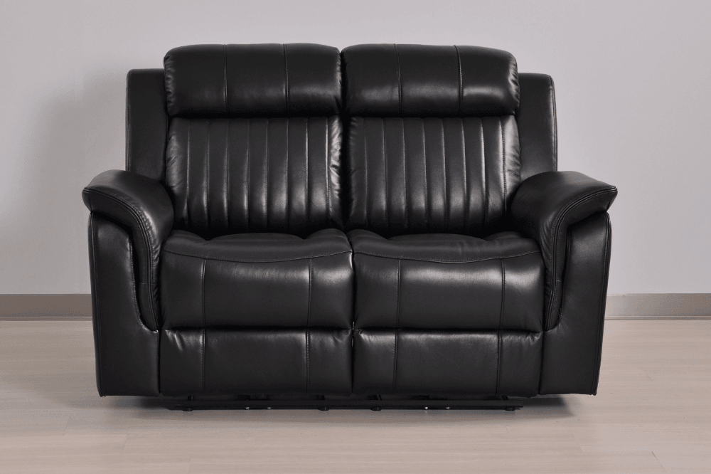 Kaden Genuine Leather Black Electric Power Recliner 2 Seater Sofa