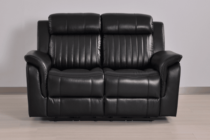 Kaden Genuine Leather Black Electric Power Recliner 2 Seater Sofa