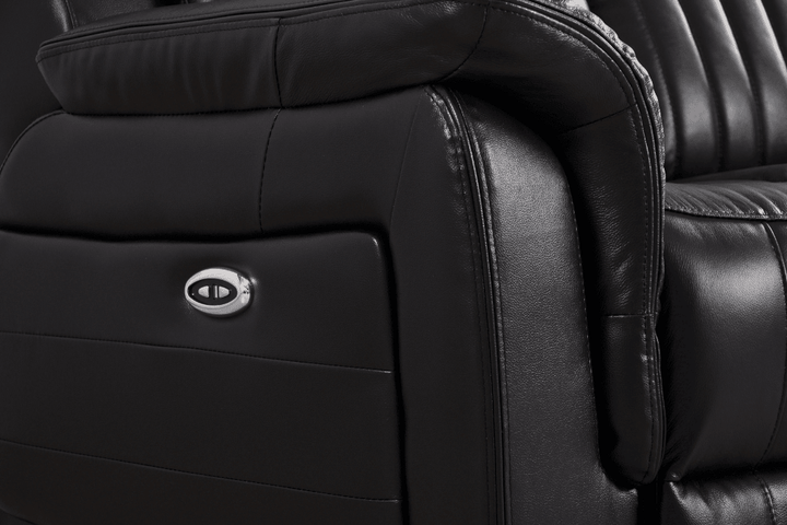 Kaden Genuine Leather Black Electric Power Recliner 2 Seater Sofa