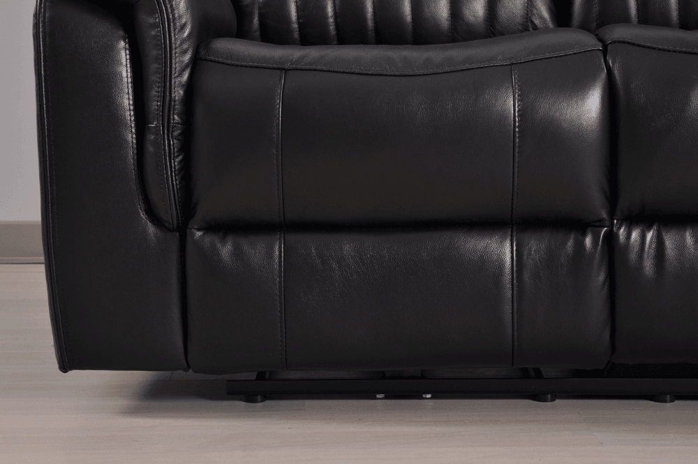 Kaden Genuine Leather Black Electric Power Recliner 2 Seater Sofa