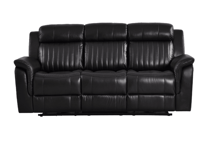 Kaden Genuine Leather Black Electric Power Recliner 3 Seater Sofa