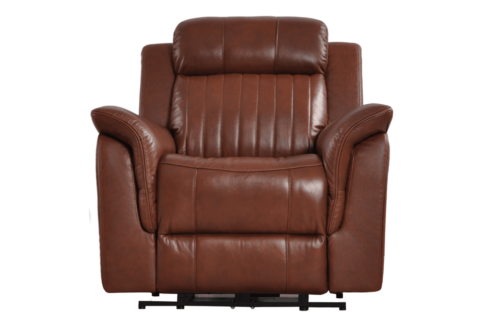 Kaden Genuine Leather Tan Electric Power Recliner Armchair