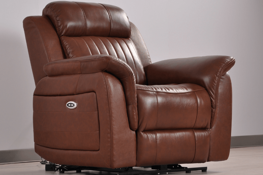 Kaden Genuine Leather Tan Electric Power Recliner Armchair