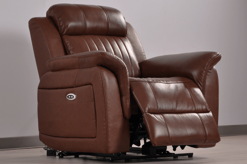 Kaden Genuine Leather Tan Electric Power Recliner Armchair