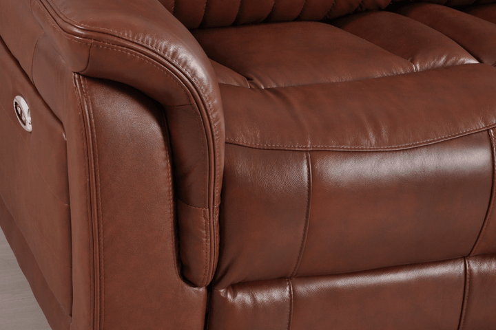 Kaden Genuine Leather Tan Electric Power Recliner Armchair
