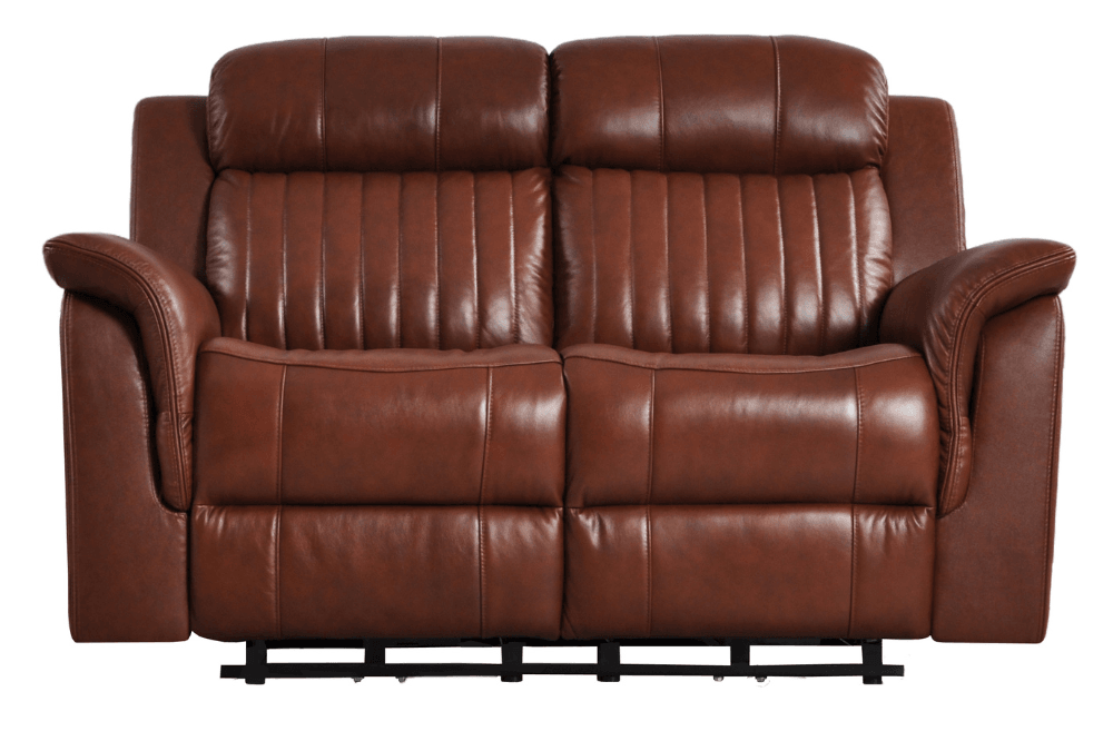 Kaden Genuine Leather Tan Electric Power Recliner 2 Seater Sofa