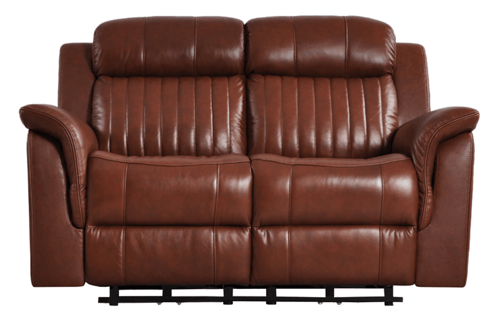 Kaden Genuine Leather Tan Electric Power Recliner 2 Seater Sofa