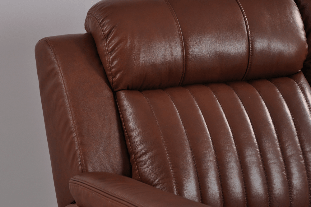 Kaden Genuine Leather Tan Electric Power Recliner 2 Seater Sofa