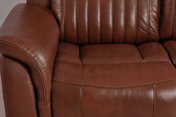 Kaden Genuine Leather Tan Electric Power Recliner 2 Seater Sofa