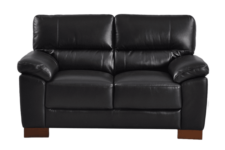 Dalmore Genuine Leather Black 2 Seater Sofa