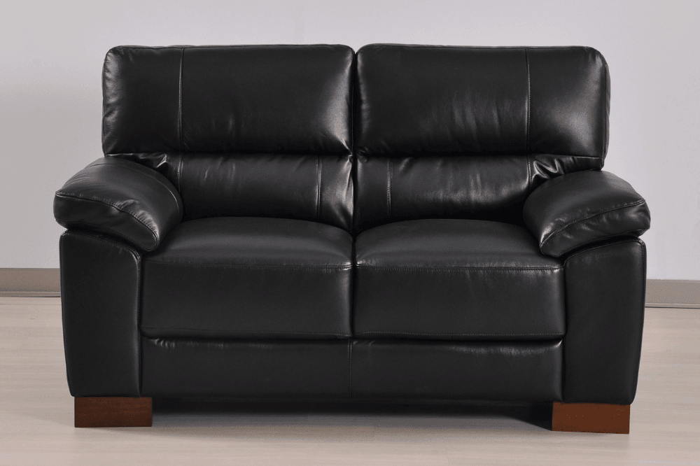 Dalmore Genuine Leather Black 2 Seater Sofa