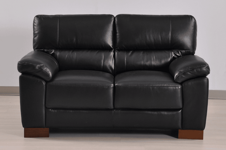 Dalmore Genuine Leather Black 2 Seater Sofa
