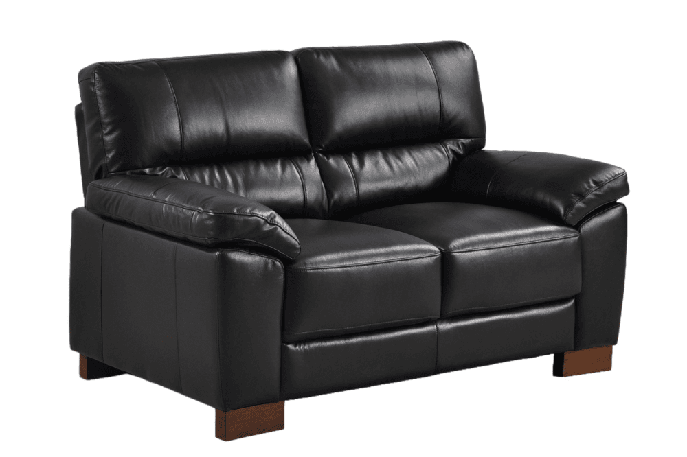 Dalmore Genuine Leather Black 2 Seater Sofa