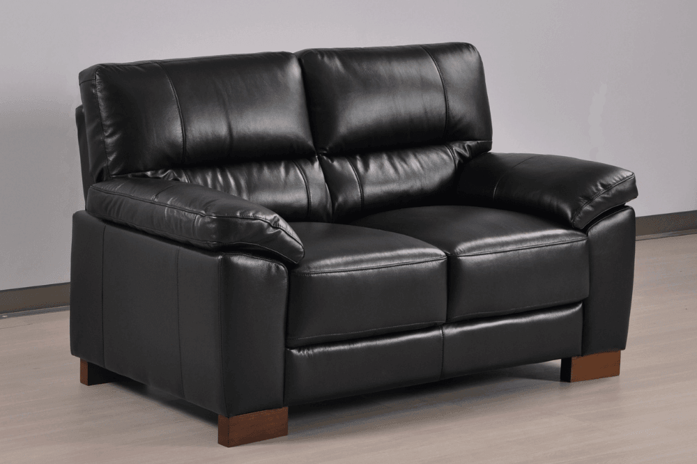 Dalmore Genuine Leather Black 2 Seater Sofa