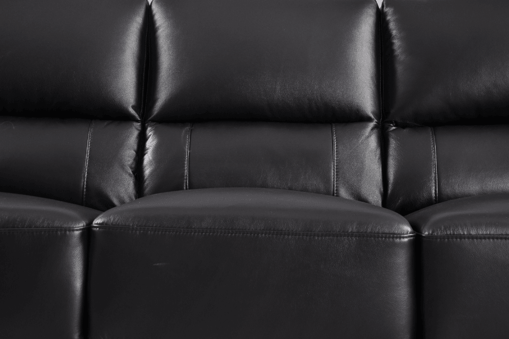 Dalmore Genuine Leather Black 2 Seater Sofa