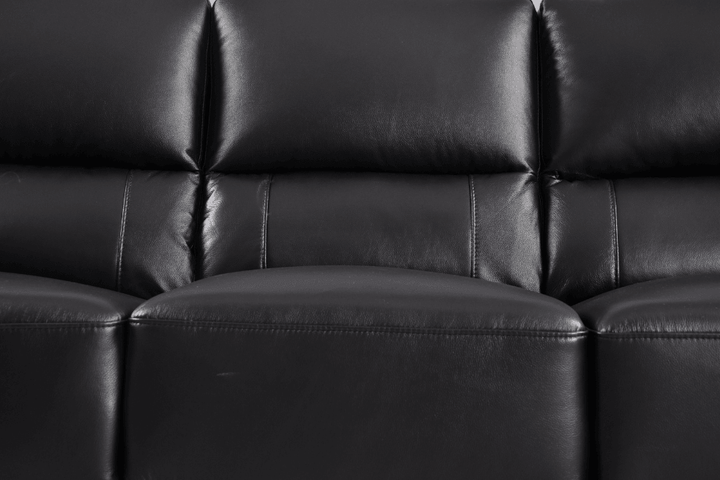 Dalmore Genuine Leather Black 2 Seater Sofa