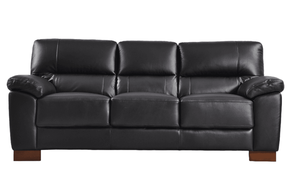 Dalmore Genuine Leather Black 3 Seater Sofa