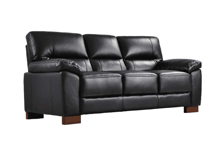 Dalmore Genuine Leather Black 3 Seater Sofa