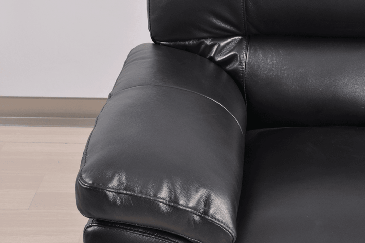 Dalmore Genuine Leather Black 3 Seater Sofa