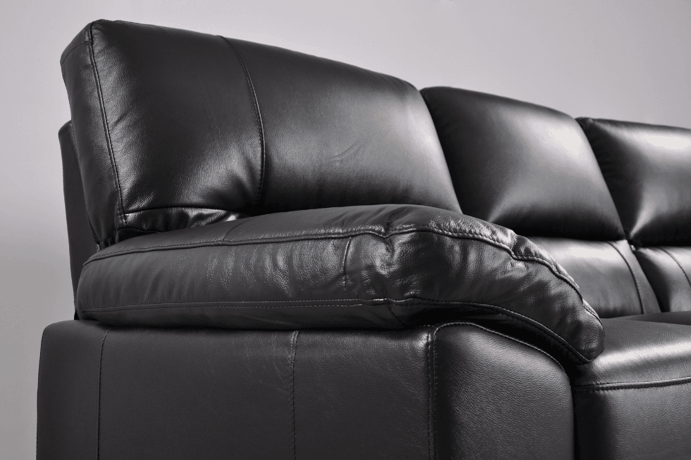 Dalmore Genuine Leather Black 3 Seater Sofa