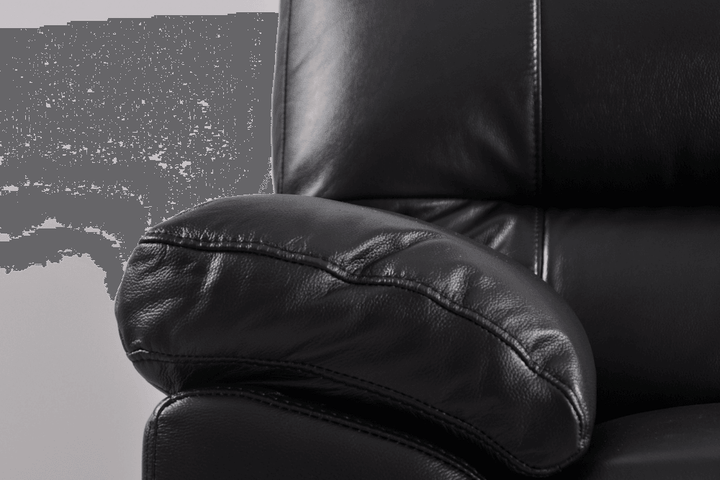 Dalmore Genuine Leather Black 3 Seater Sofa