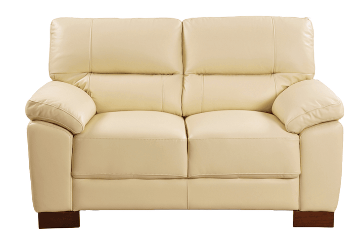 Dalmore Genuine Leather Cream 2 Seater Sofa