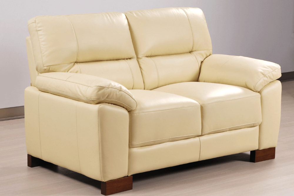 Dalmore Genuine Leather Cream 2 Seater Sofa