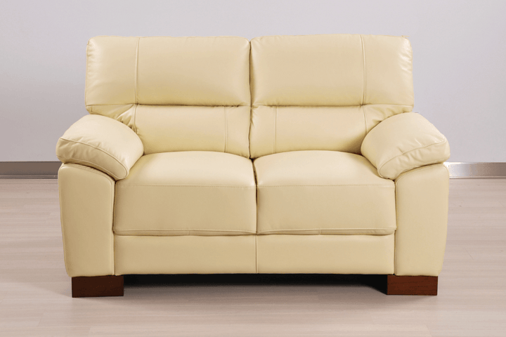 Dalmore Genuine Leather Cream 2 Seater Sofa