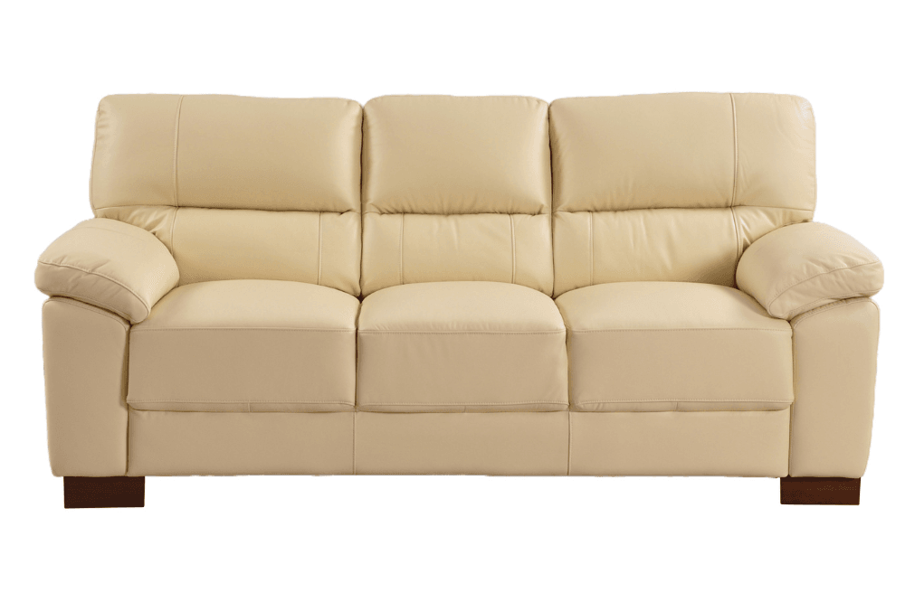Dalmore Genuine Leather Cream 3 Seater Sofa