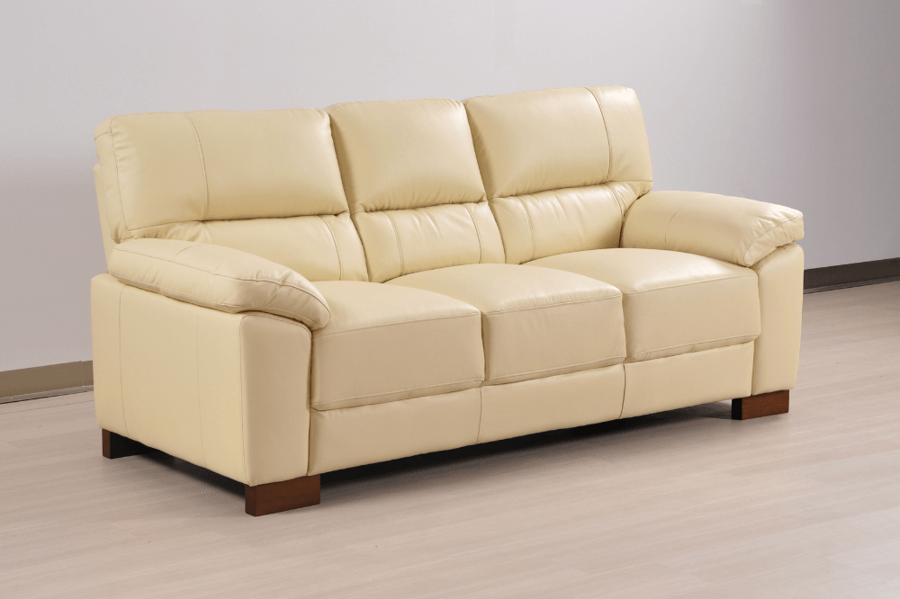 Dalmore Genuine Leather Cream 3 Seater Sofa