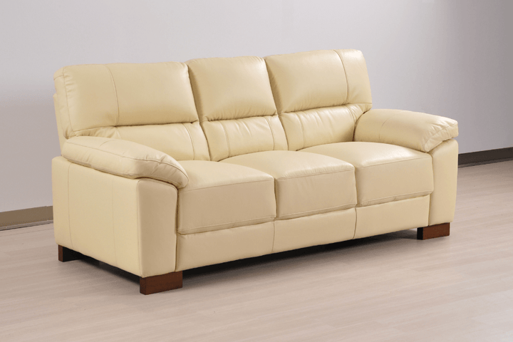 Dalmore Genuine Leather Cream 3 Seater Sofa