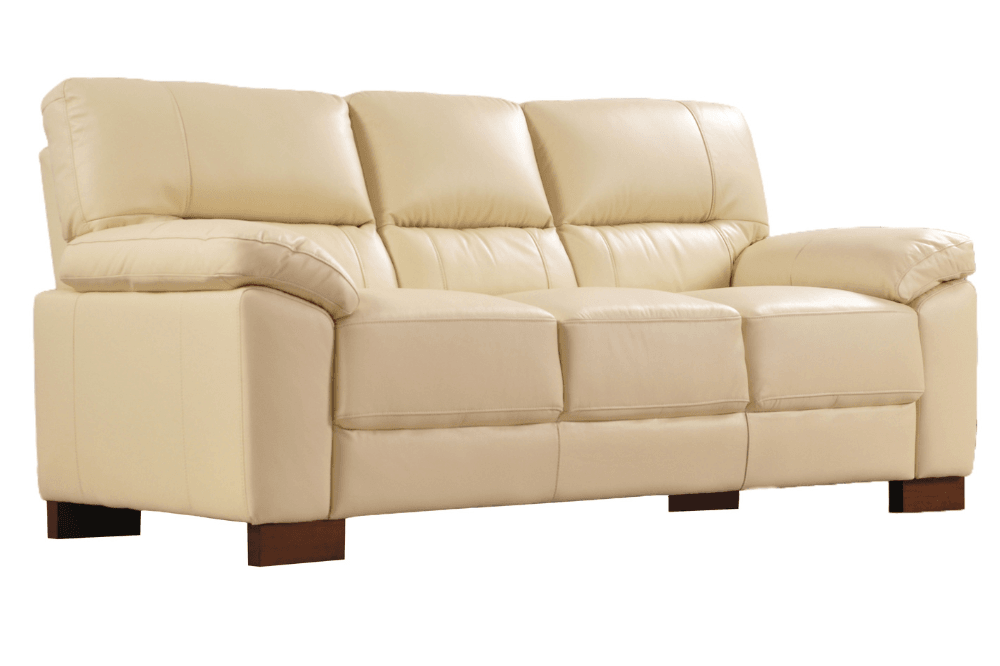 Dalmore Genuine Leather Cream 3 Seater Sofa