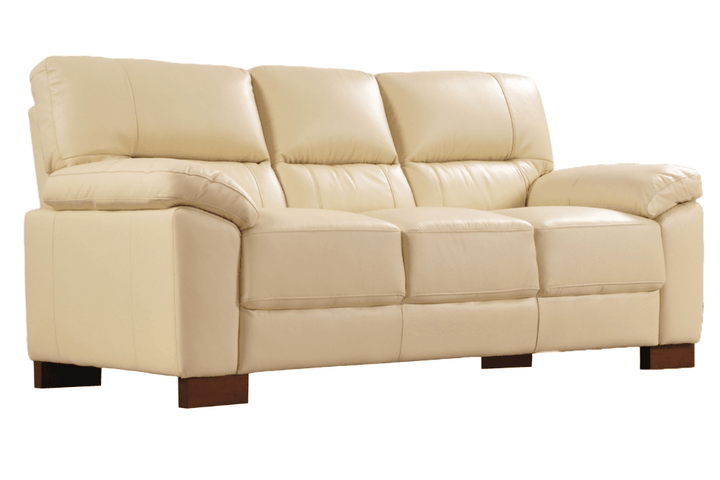 Dalmore Genuine Leather Cream 3 Seater Sofa