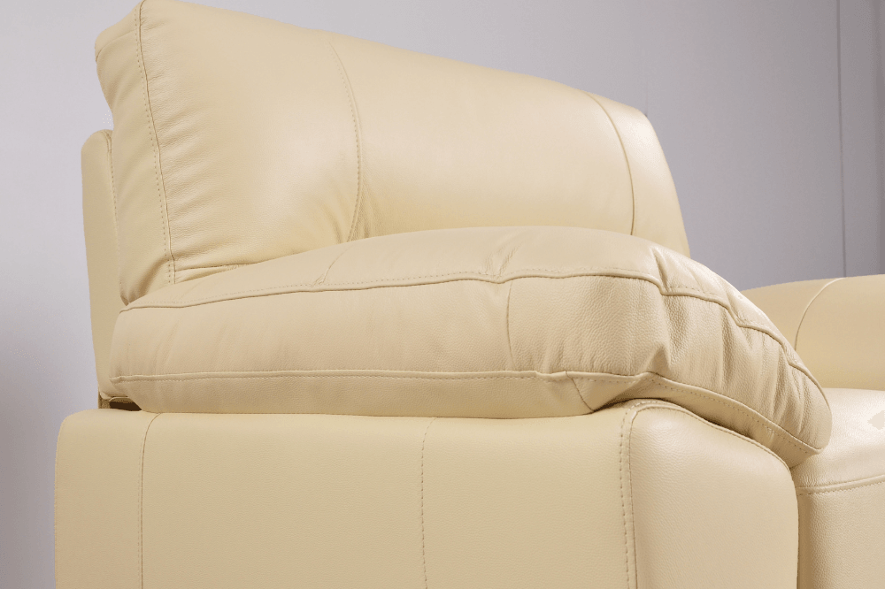 Dalmore Genuine Leather Cream 3 Seater Sofa